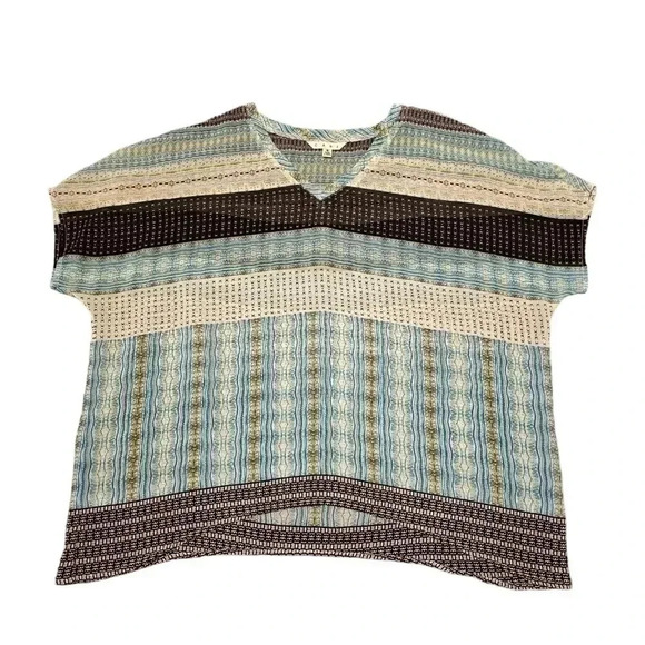 CAbi Tops - Cabi Sheer Shirt/Blouse - Size Small - Blue/Multicolor Tribal Print